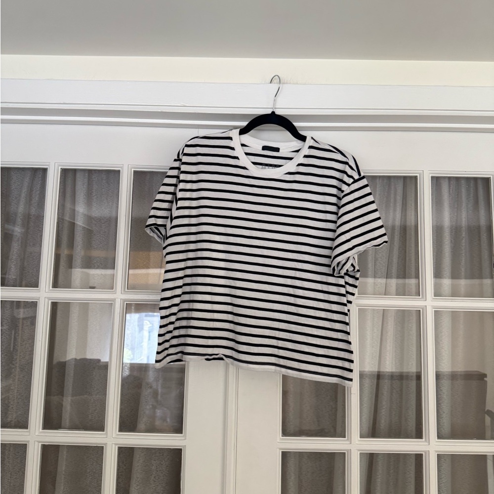 ATM 100% Cotton Striped Black and White Tee